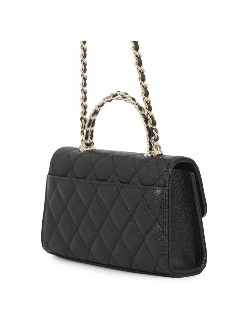 Chanel Chain Shoulder Bag Top Handle Phone Case Quilted CC Logo Caviar Leather